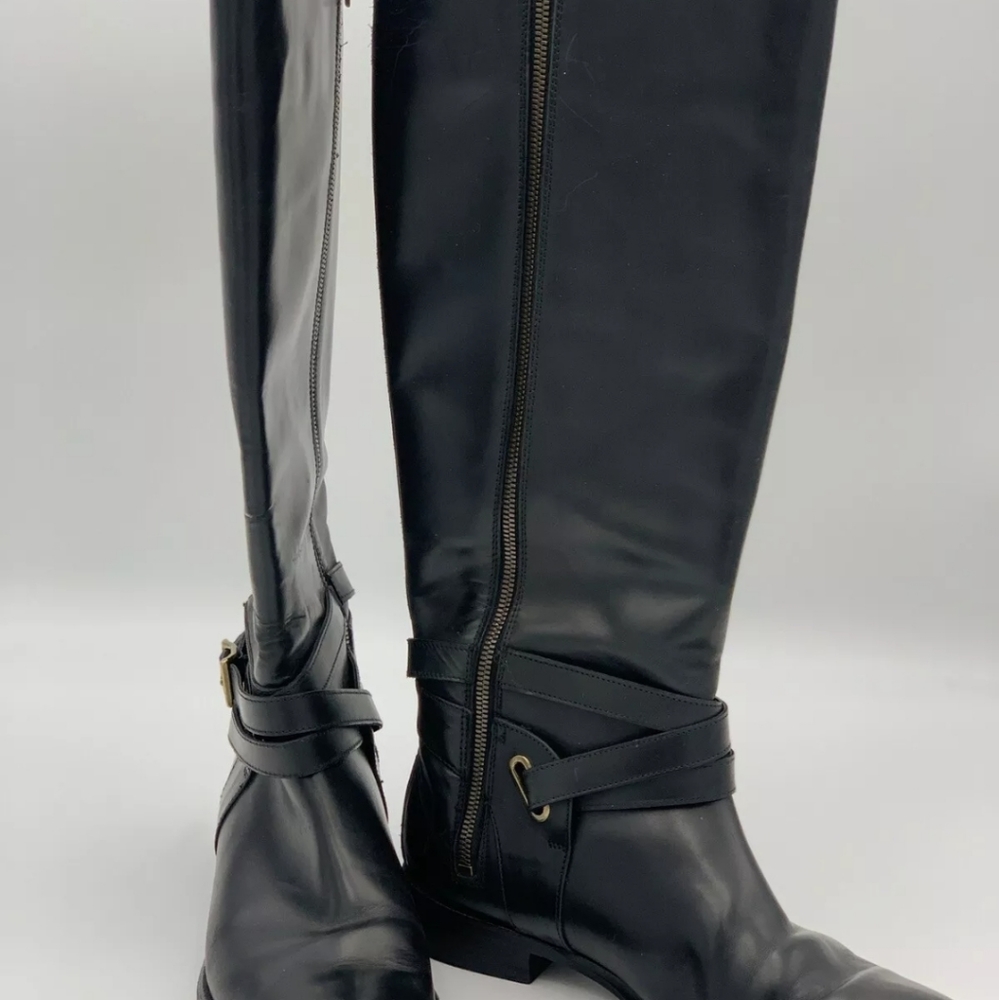 BURBERRY Ankle Strap Black Leather Riding Boots Size 41/11 Equestrian Rider